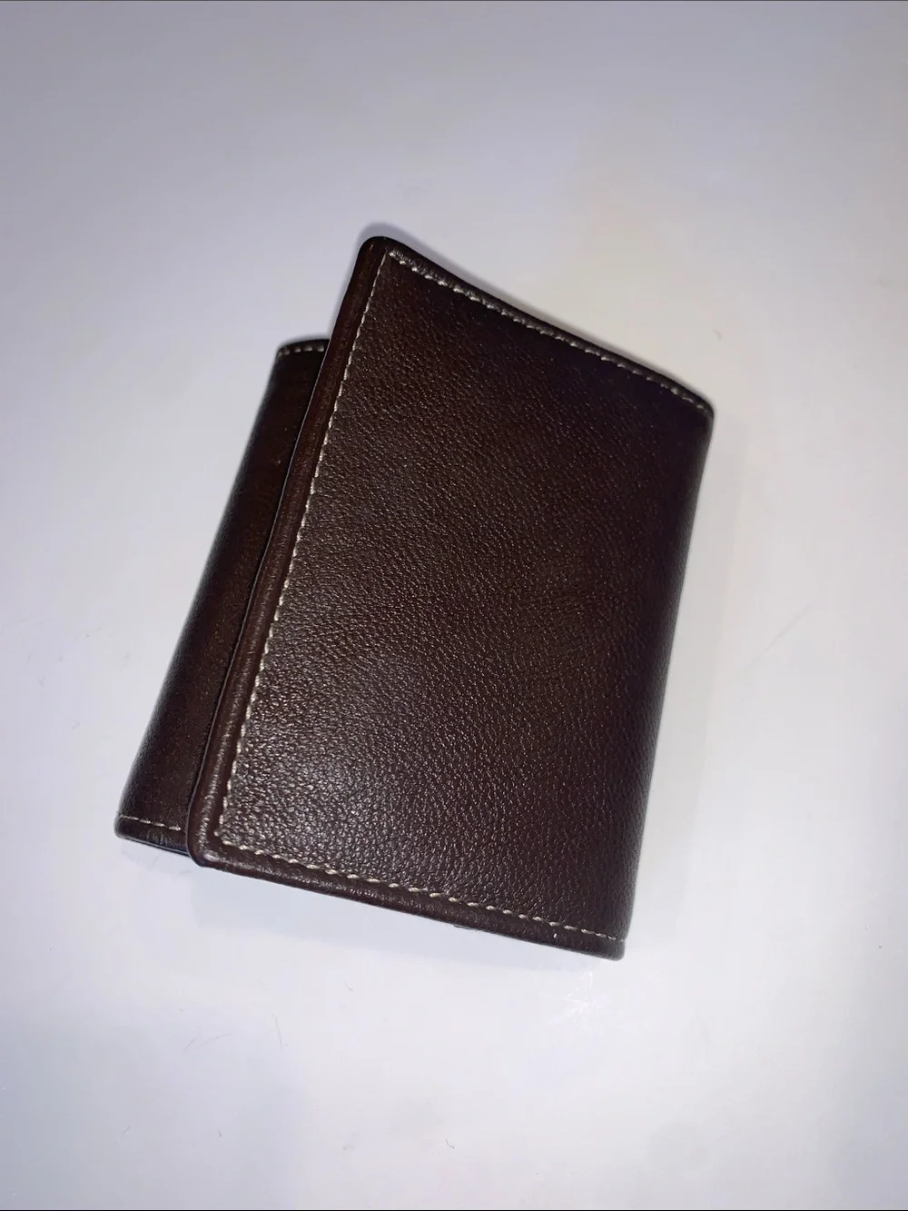Unisex Men’s Compact Classic Pebbled Brown Genuine Leather Trifold Wallet